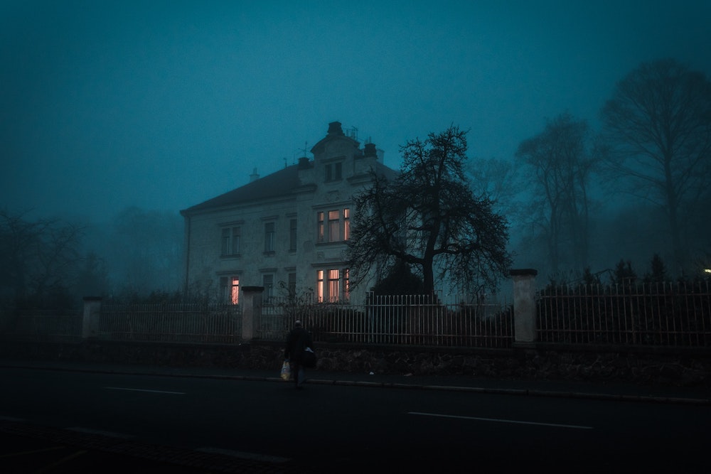 creepy house at dark