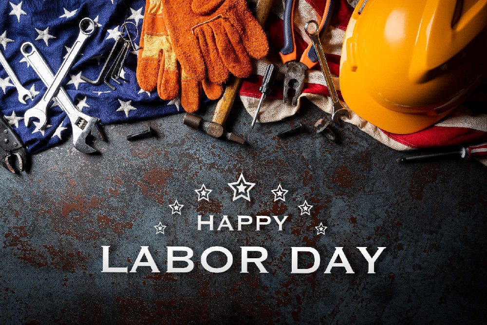 happy labor day tools and hat