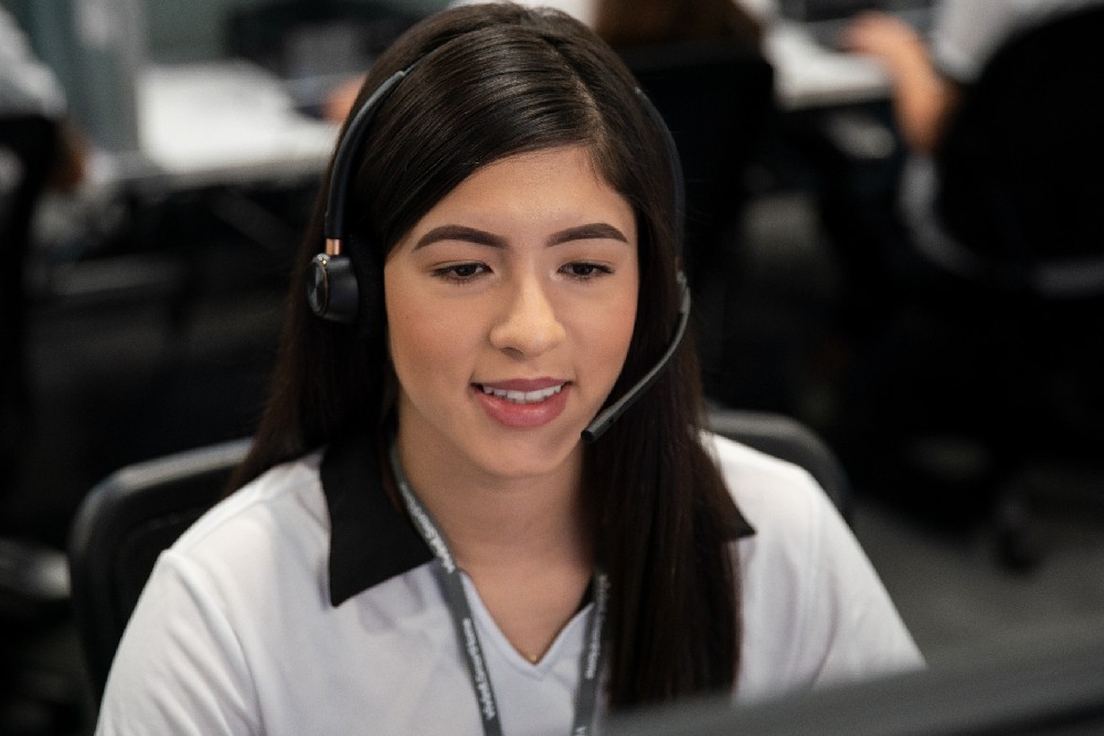 view looking down at a customer monitoring specialist