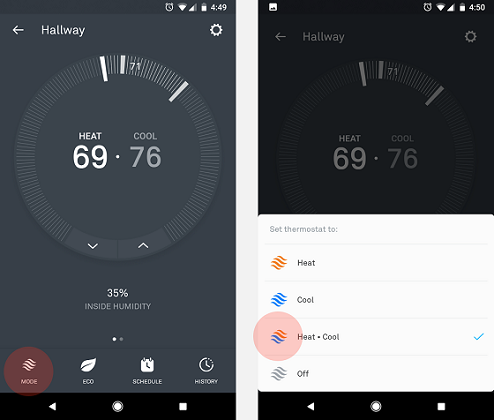 How to set humidity on NEST 