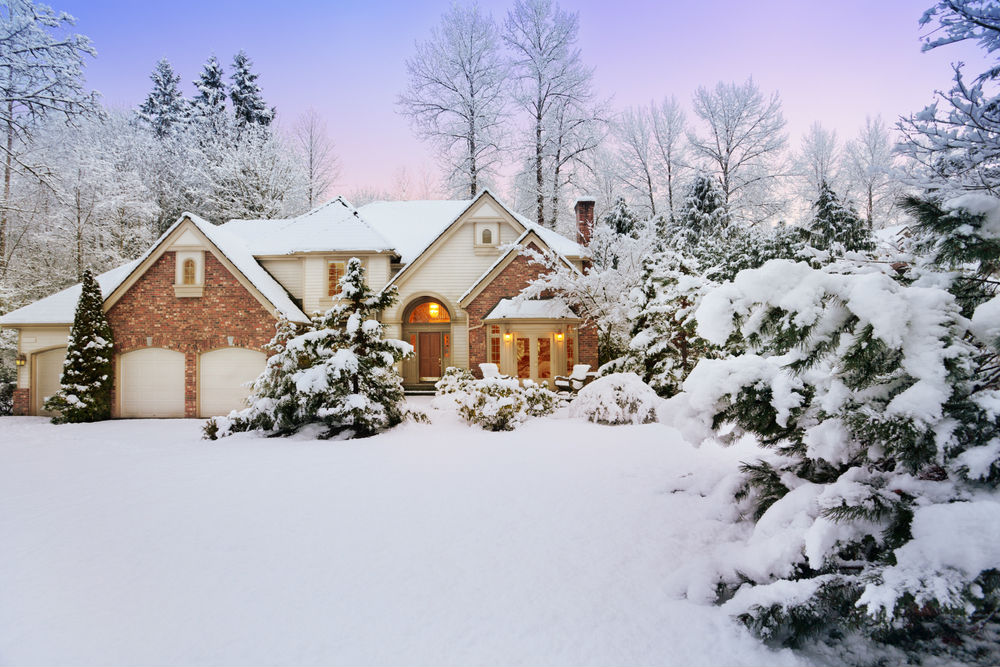 Snowy home during wintertime.